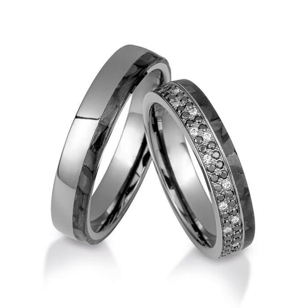 Gifteringer  med carbon, diam. 0.616 ct, 4.5 mm. Carbon stars - 4806523